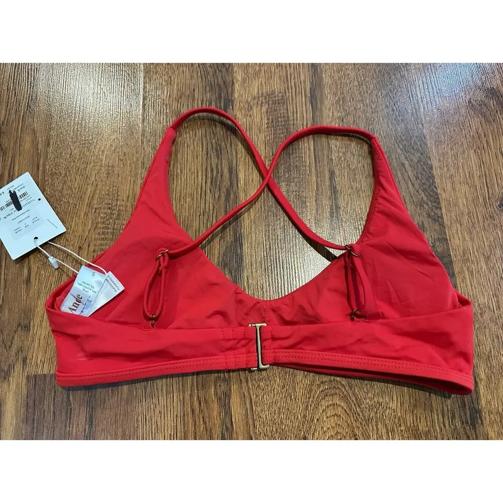 Andie Valencia Bikini Top Women’s Small Red NWT Swim Top Supportive Minimalist - Picture 4 of 9